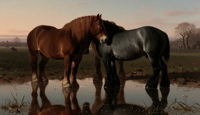 MiniMax H3 playground image-to-video sample of two horses in shallow water