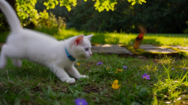 MiniMax H3 playground text-to-video sample of a kitten chasing a butterfly